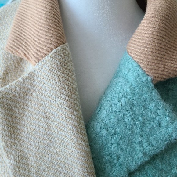 English Factory Turquoise and Tan Full Length Coat - Picture 5 of 16